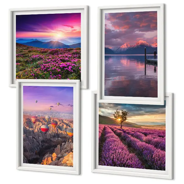 Lavendelvelden zonsondergang meerluik in lijst
