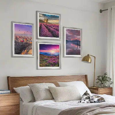 Lavendelvelden zonsondergang meerluik in lijst