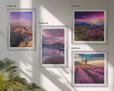 Lavendelvelden zonsondergang meerluik in lijst