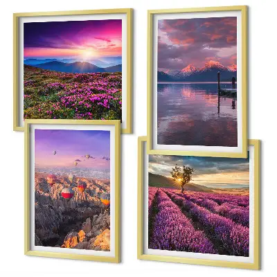 Lavendelvelden zonsondergang meerluik in lijst