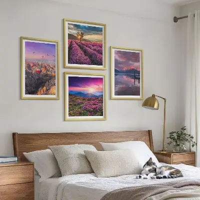 Lavendelvelden zonsondergang meerluik in lijst