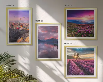 Lavendelvelden zonsondergang meerluik in lijst
