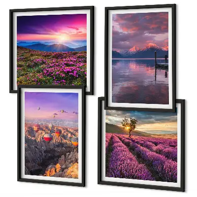 Lavendelvelden zonsondergang meerluik in lijst