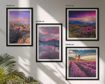 Lavendelvelden zonsondergang meerluik in lijst