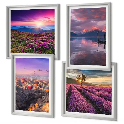 Lavendelvelden zonsondergang meerluik in lijst