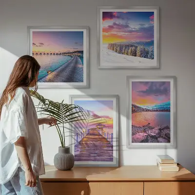 Winterlandschap van de Pierberg set van posters met lijst
