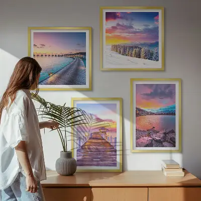 Winterlandschap van de Pierberg set van posters met lijst