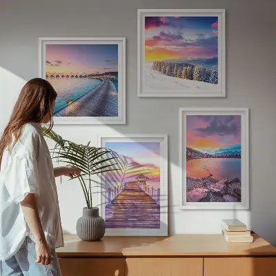 Winterlandschap van de Pierberg set van posters met lijst