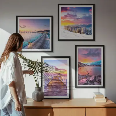 Winterlandschap van de Pierberg set van posters met lijst