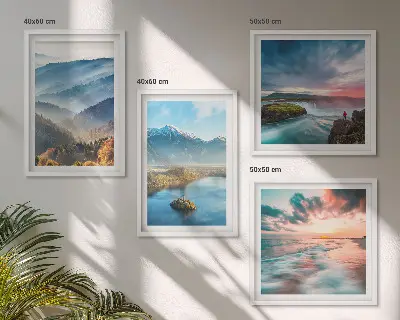 Berglandschappen met watervallen meerluik in lijst