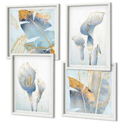 Set van posters met lijst Blauwe bloemen op de achtergrond