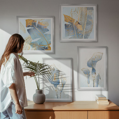 Set van posters met lijst Blauwe bloemen op de achtergrond