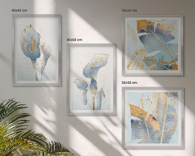 Set van posters met lijst Blauwe bloemen op de achtergrond