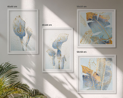 Set van posters met lijst Blauwe bloemen op de achtergrond