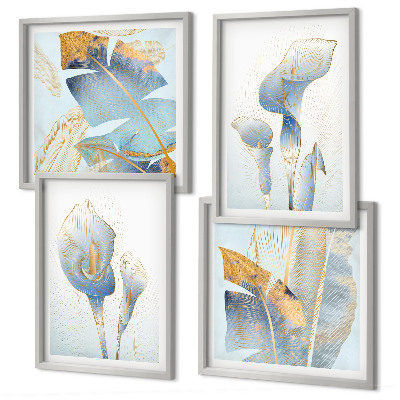 Set van posters met lijst Blauwe bloemen op de achtergrond