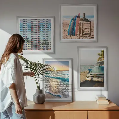 Uitzicht op de zonsondergang in Miami meerluik in lijst
