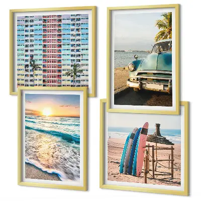 Uitzicht op de zonsondergang in Miami meerluik in lijst