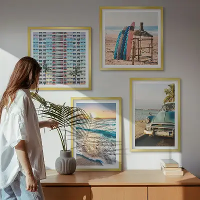 Uitzicht op de zonsondergang in Miami meerluik in lijst