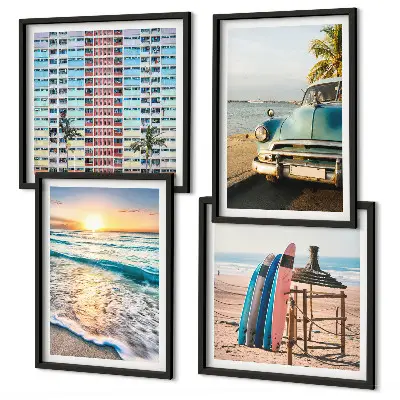 Uitzicht op de zonsondergang in Miami meerluik in lijst