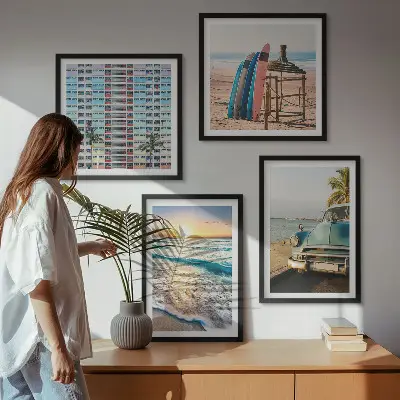 Uitzicht op de zonsondergang in Miami meerluik in lijst