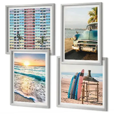 Uitzicht op de zonsondergang in Miami meerluik in lijst
