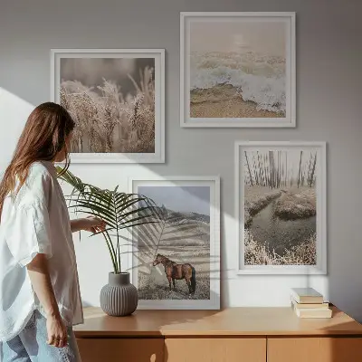 Paardenlandschap zeegrasbos meerluik in lijst