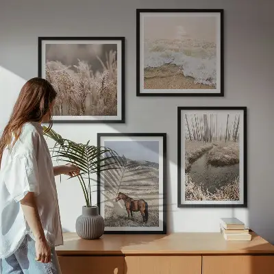 Paardenlandschap zeegrasbos meerluik in lijst