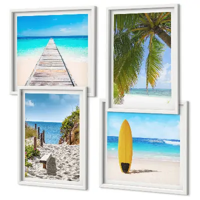Meerluik in lijst Vakantieuitzicht, strand, palmbomen
