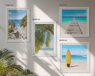 Meerluik in lijst vakantie-uitzicht met strand en palmbomen