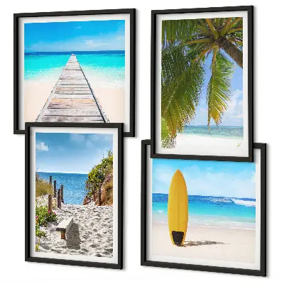 Meerluik in lijst vakantie-uitzicht met strand en palmbomen