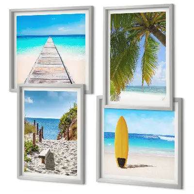 Meerluik in lijst vakantie-uitzicht met strand en palmbomen
