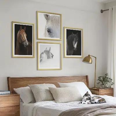 Set van posters met lijst Paardenportretten in verschillende tinten