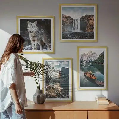 Bergen meren waterval wolf meerluik in lijst