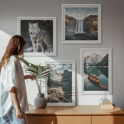 Bergen meren waterval wolf meerluik in lijst