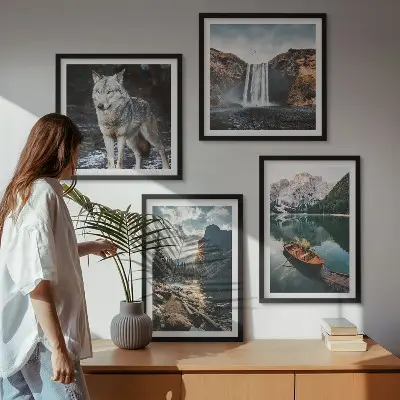 Bergen meren waterval wolf meerluik in lijst
