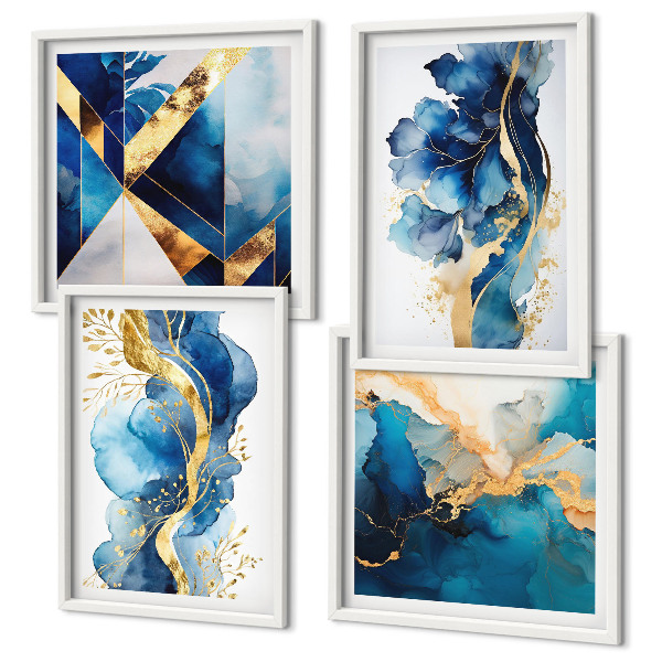 Set van posters met lijst Blauwe abstracte patronen
