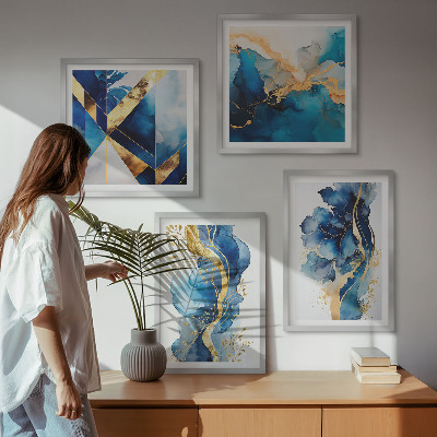 Set van posters met lijst Blauwe abstracte patronen