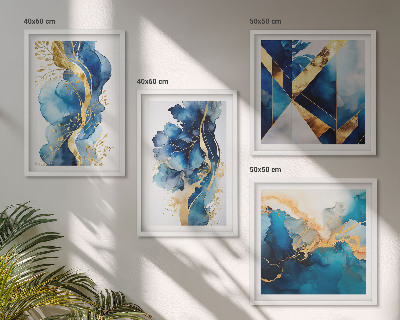 Set van posters met lijst Blauwe abstracte patronen