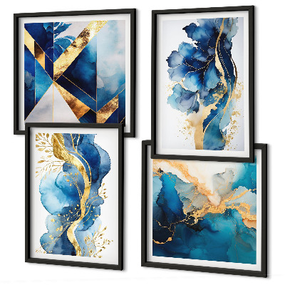 Set van posters met lijst Blauwe abstracte patronen
