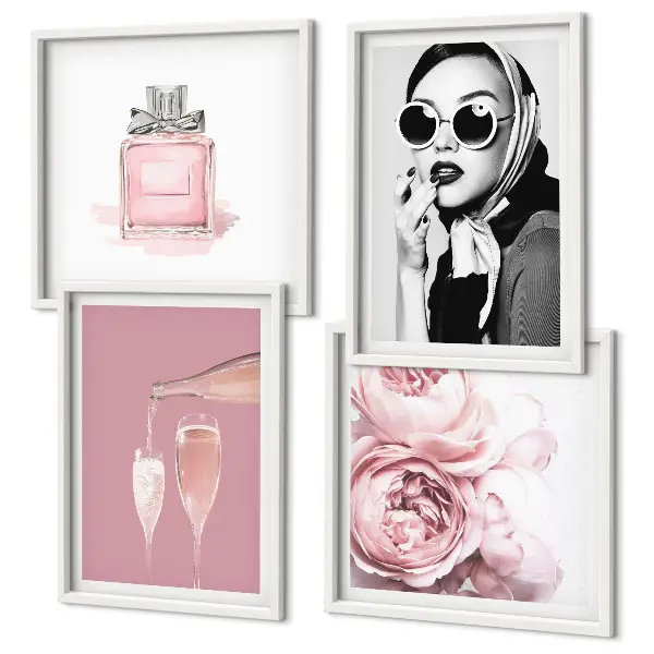 Stijlvolle roze accessoires meerluik in lijst