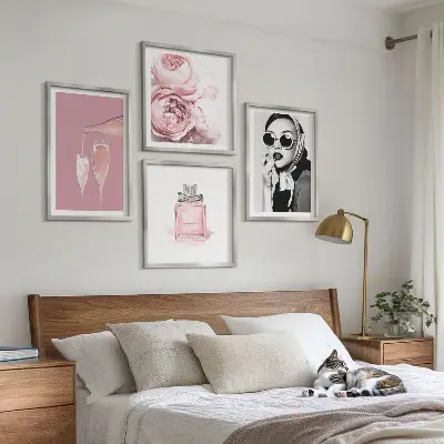 Stijlvolle roze accessoires meerluik in lijst