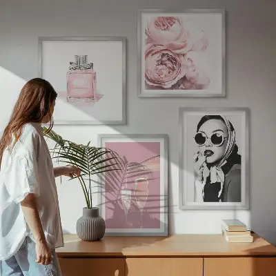 Stijlvolle roze accessoires meerluik in lijst