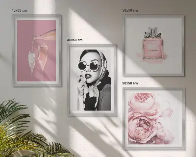 Stijlvolle roze accessoires meerluik in lijst