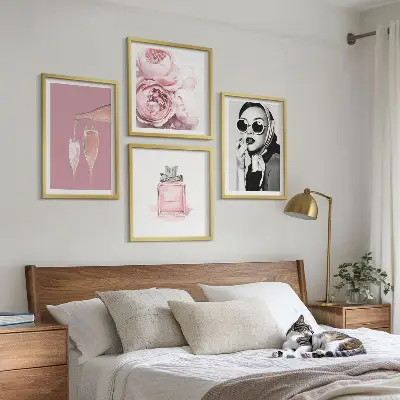 Stijlvolle roze accessoires meerluik in lijst