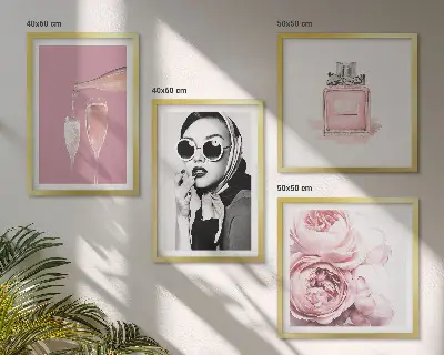 Stijlvolle roze accessoires meerluik in lijst