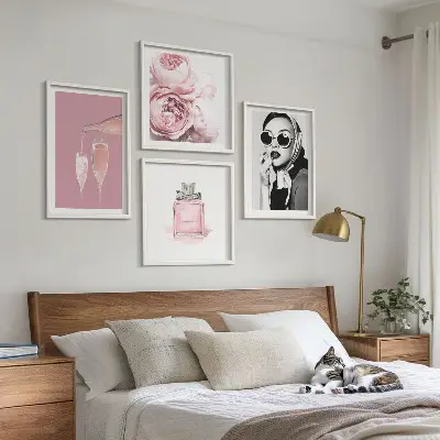 Stijlvolle roze accessoires meerluik in lijst