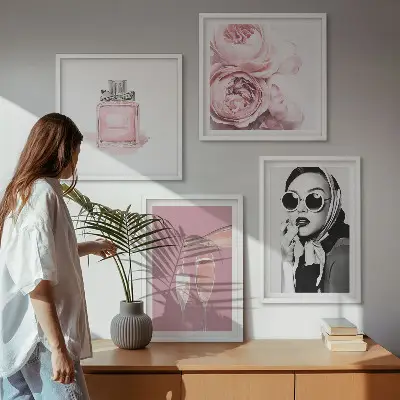 Stijlvolle roze accessoires meerluik in lijst