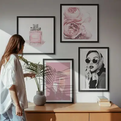 Stijlvolle roze accessoires meerluik in lijst