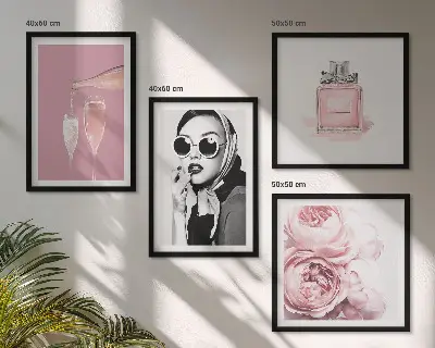 Stijlvolle roze accessoires meerluik in lijst