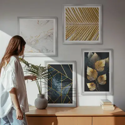 Moderne plantenpatronen set van posters met lijst